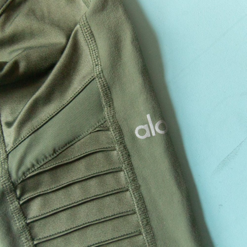 ALO Yoga Olive Green High-Waist Moto Leggings - Picture 8 of 10
